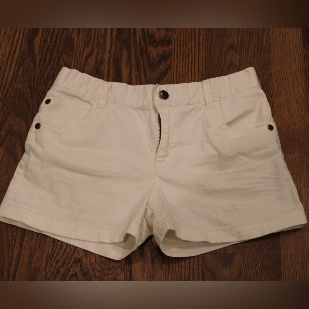 Kids white wheat denim shorts